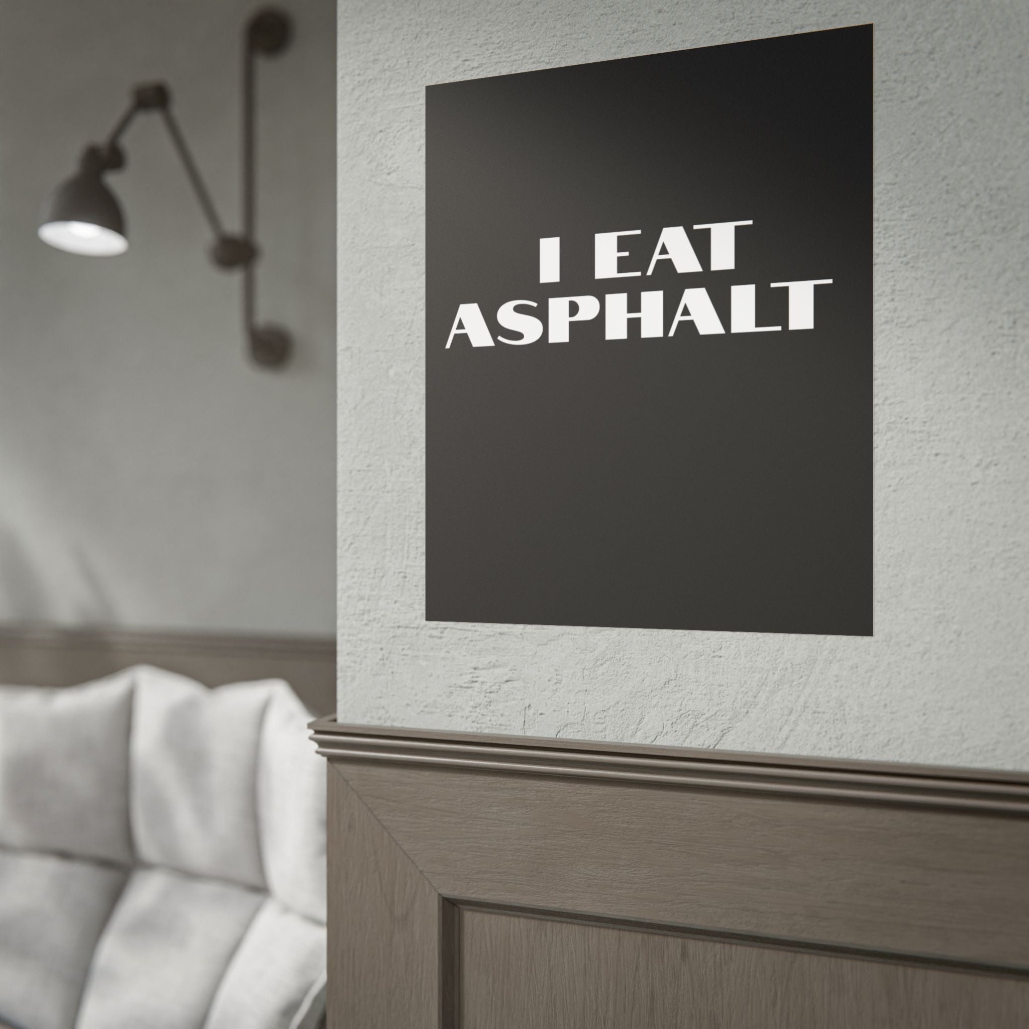 I Eat Asphalt Poster — Black Minimal Motorcycle/Biker Wall Art