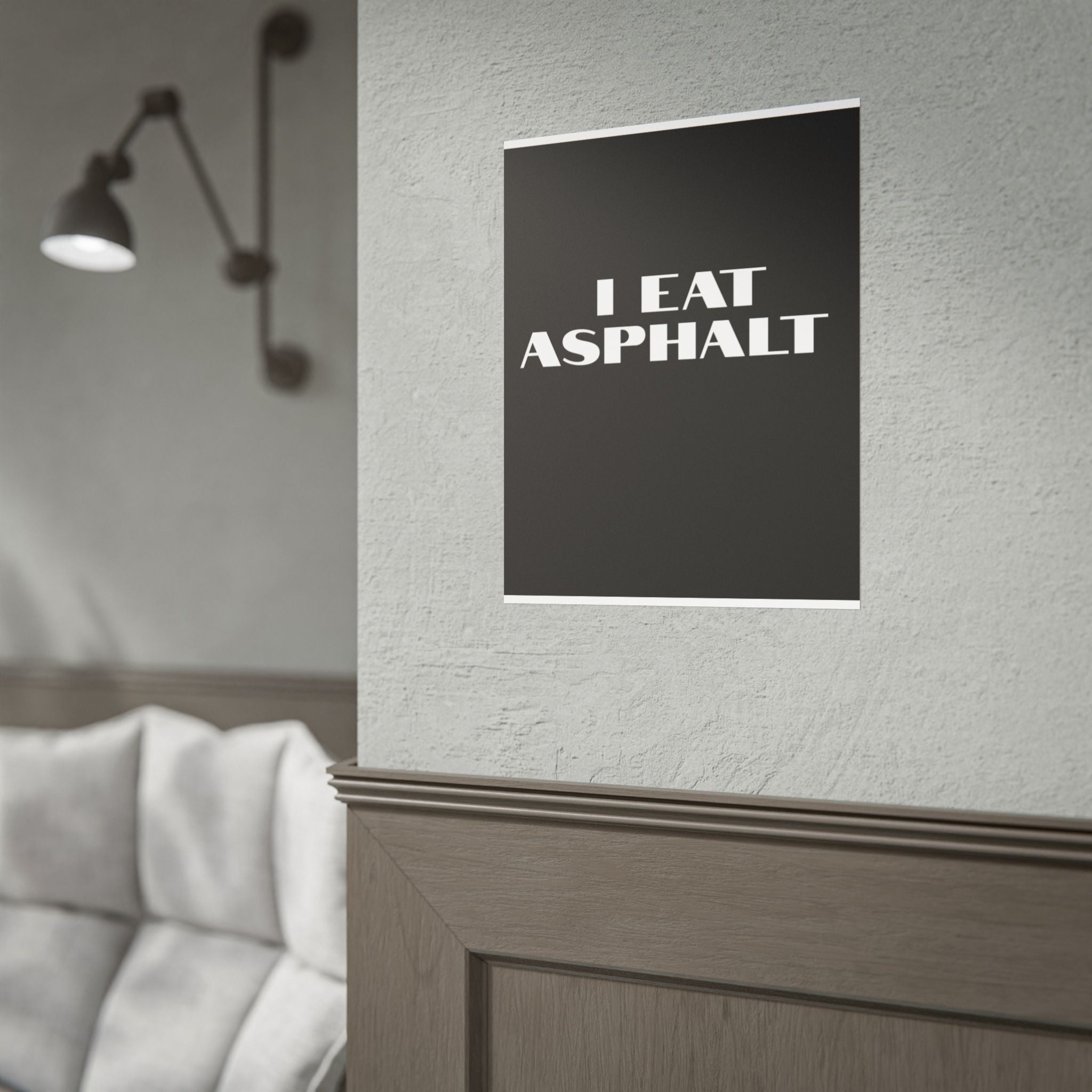 I Eat Asphalt Poster — Black Minimal Motorcycle/Biker Wall Art