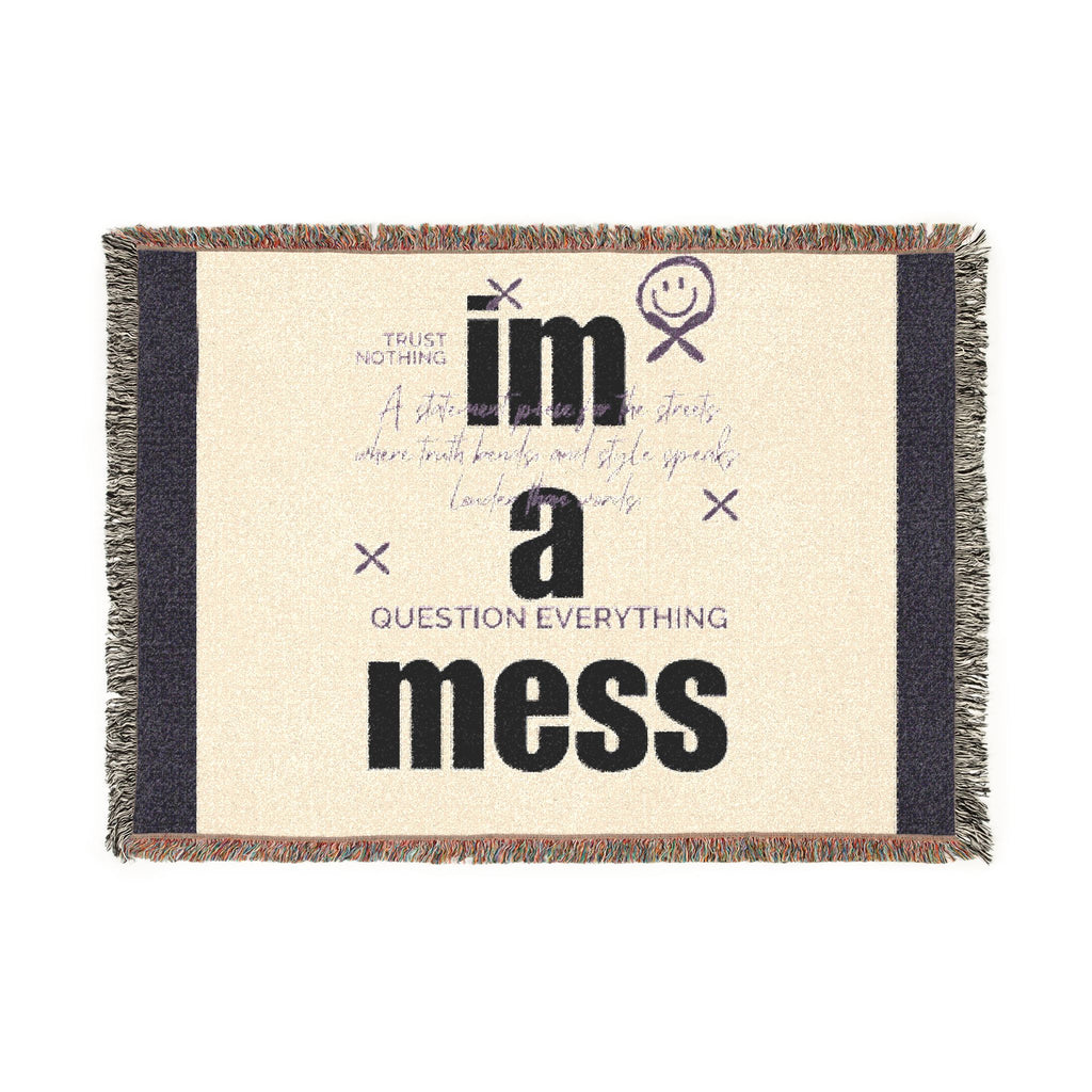 "I’m a Mess" Woven Throw Blanket – Funny Self-Care Cozy Décor