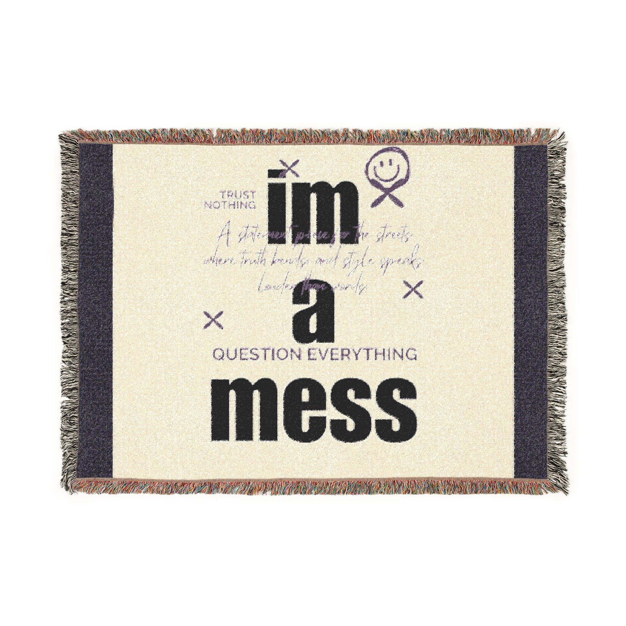 "I’m a Mess" Woven Throw Blanket – Funny Self-Care Cozy Décor